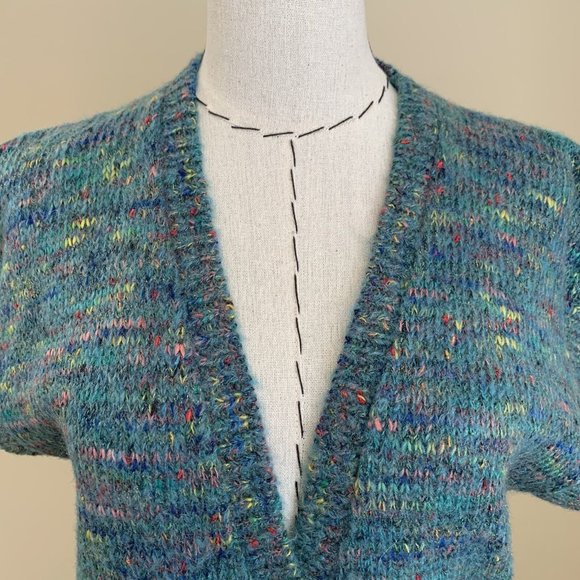 Vintage 80s Womens Sweater Vest Knit Button Cottage Boho Heather Country Prairie - Picture 2 of 8